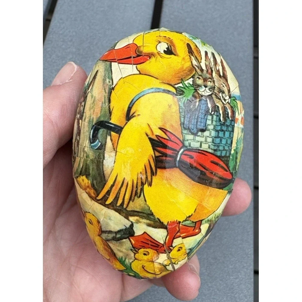 Vintage paper mache Easter eggs candy containers Germany flowers ducks rabbits